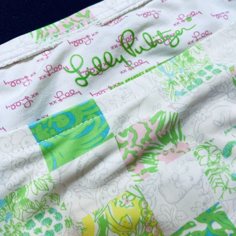 ~ RARE Lilly Pulitzer Med Bikini Swim Bottom Lioness Patch Pattern, Lined